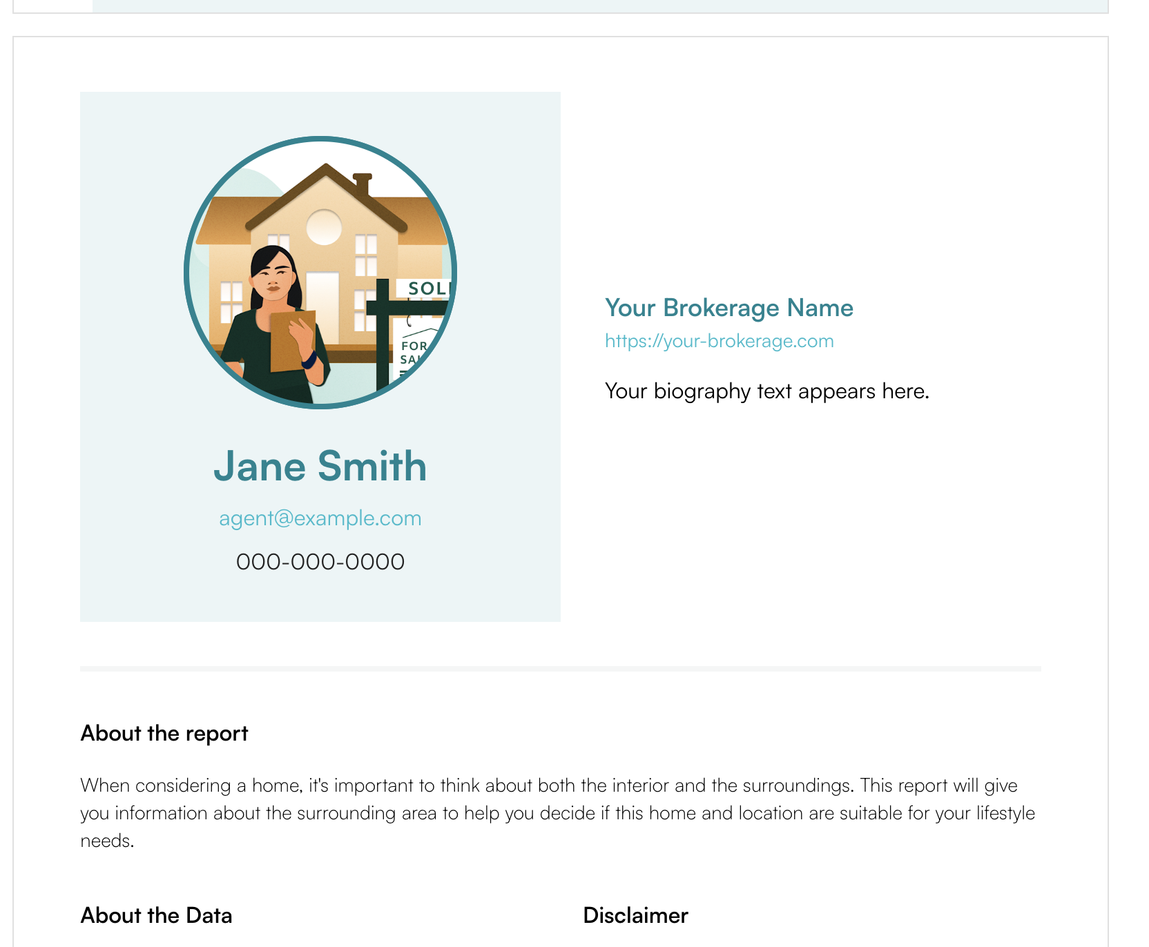 Agent profile card as it appears on a generated IO Report
