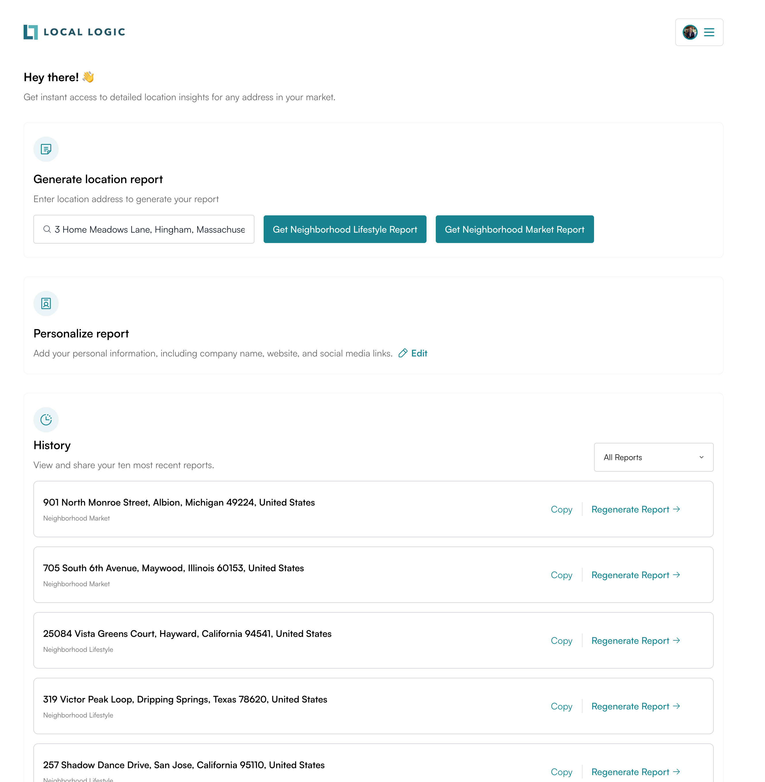IO Reports - Dashboard Capture d'écran du tableau de bord IO Reports